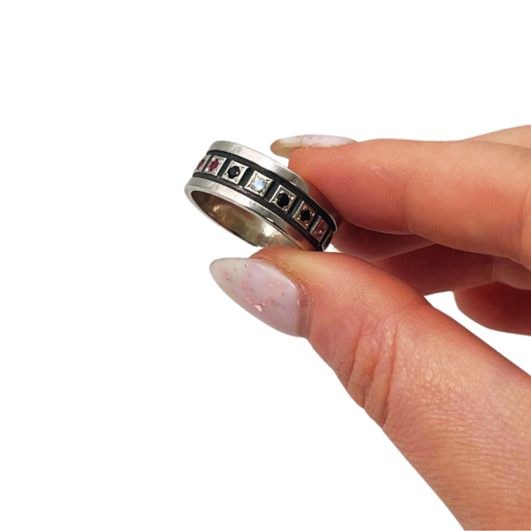 Sterling Silver 12 Tribes Hoshen Ring with Natural Gemstones