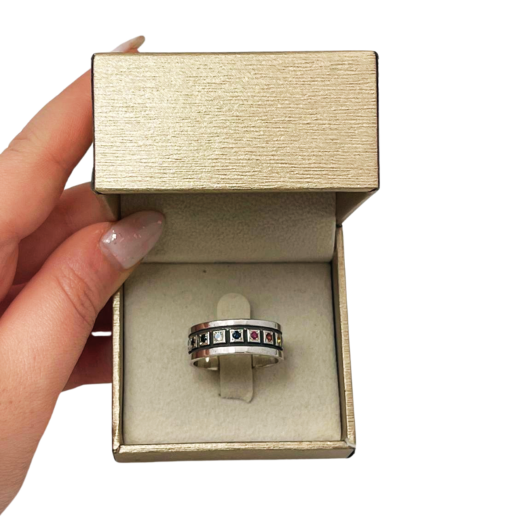 Sterling Silver 12 Tribes Hoshen Ring with Natural Gemstones