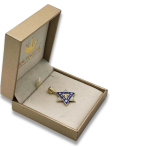 Diamond Star of David Pendant in 14K Gold with Blue Enamel and Designing – 1″ Size