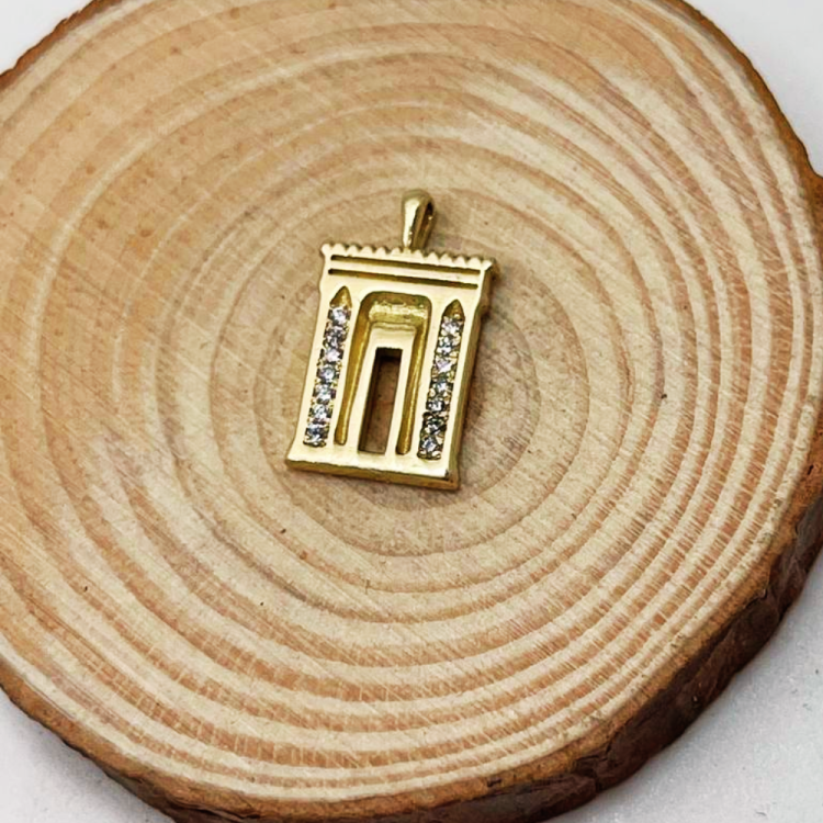 Diamond Jerusalem Temple Necklace in 14K Gold