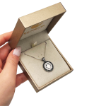 Kabbalah Angel Prayer Magen David Silver necklace with Black Zircons