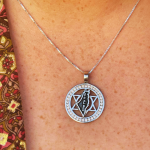 Am Israel Chai, Star of David and Israel Map Silver Kabbalah Necklace with Zircons