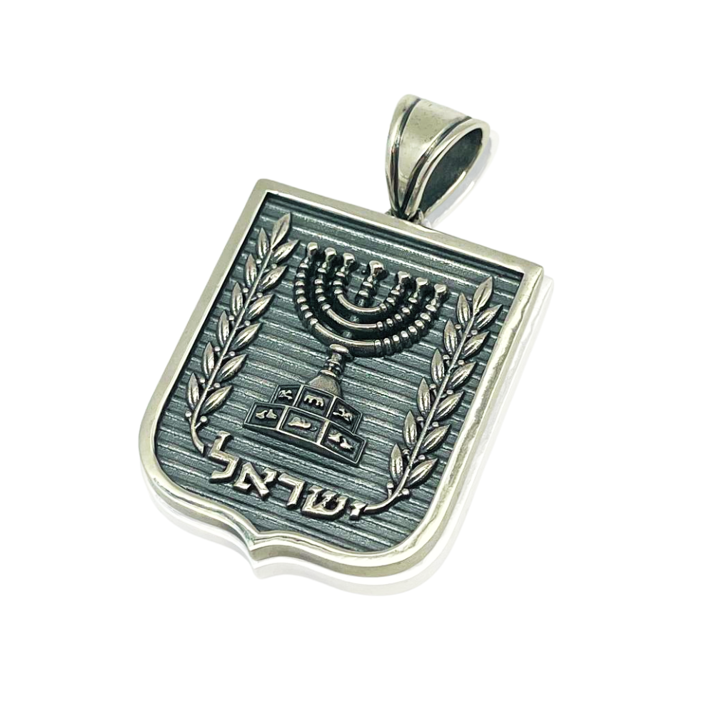 Emblem of Israel Pendant for Men in Silver - Large