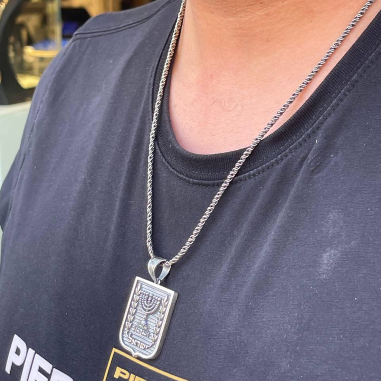 Emblem of Israel Pendant for Men in Silver - Large