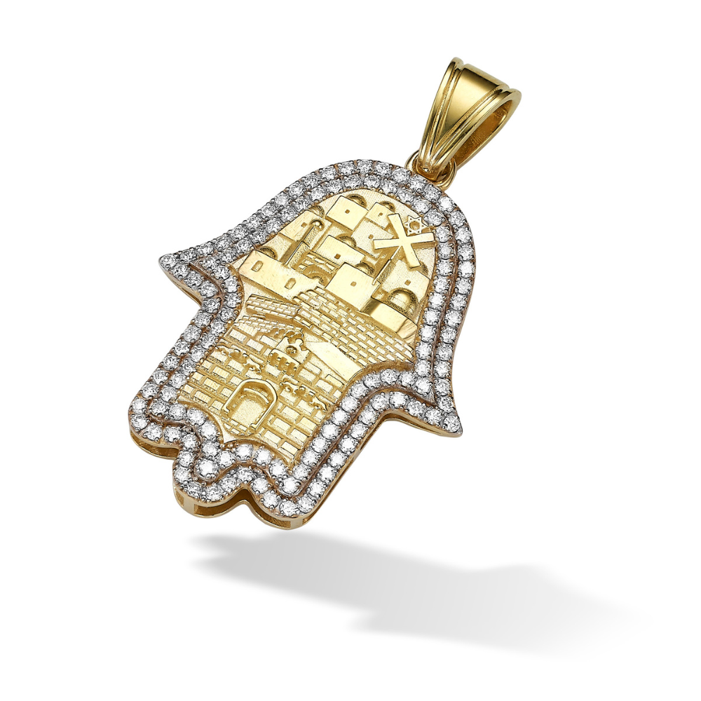 Hamsa Pendant with Jerusalem - Diamonds