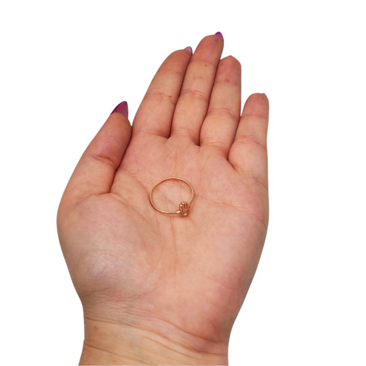 Hamsa Evil Eye Minimalist Ring with Diamonds in 14K Gold