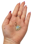 Roman Glass Trapezoid Filigree Earrings in 14K Gold