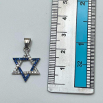Star of David Pendant with Diamonds and Sapphires in 14K White Gold