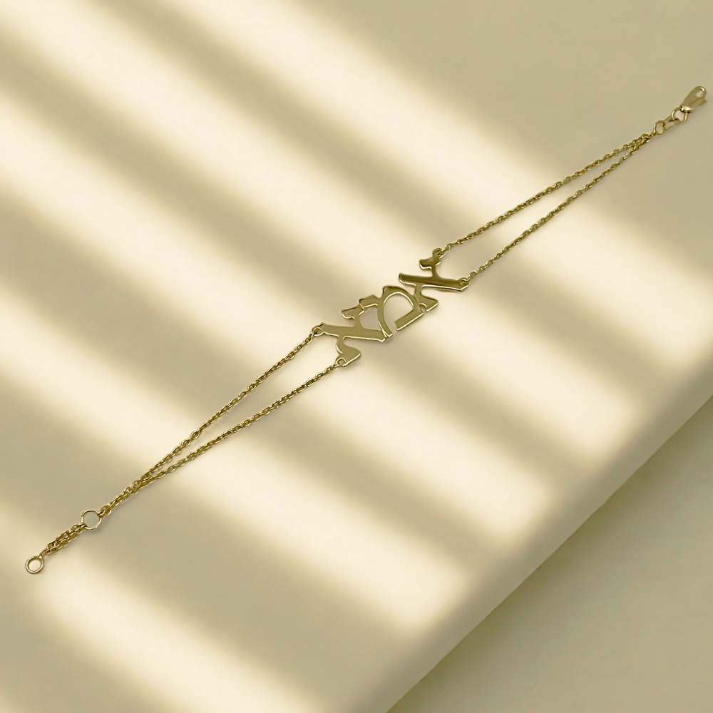 Double Chain "Ima" Bracelet in 14K Gold