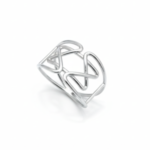 Modern Star of David Ring in 14K White Gold