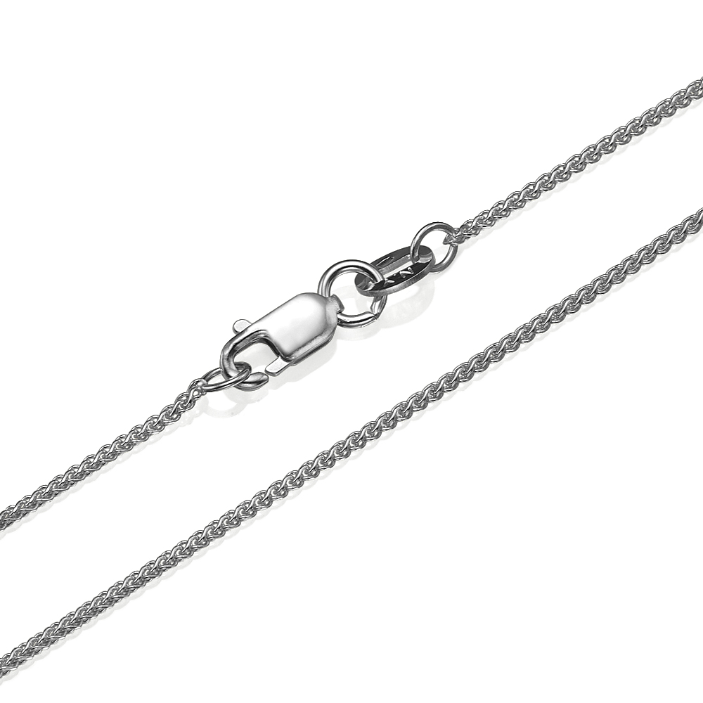 14k White Gold Round Spiga Chain 1.1mm 16-24