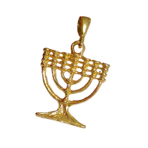 Mini 14k Gold Classic Menorah Pendant - Baltinester Jewelry