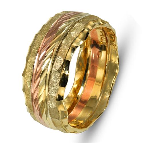 14k Yellow and Rose Gold Florentine Wedding Ring - Baltinester Jewelry