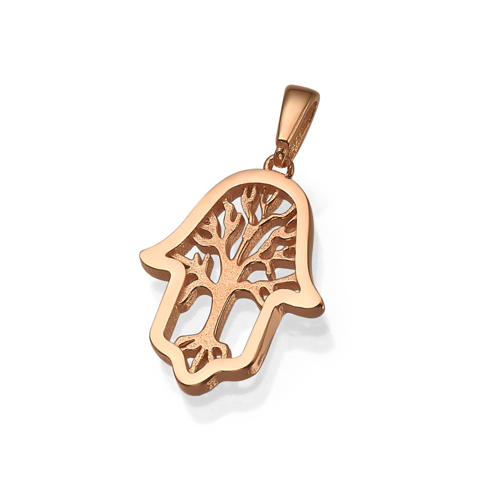 Hamsa & Tree of Life Pendant in 14K Gold