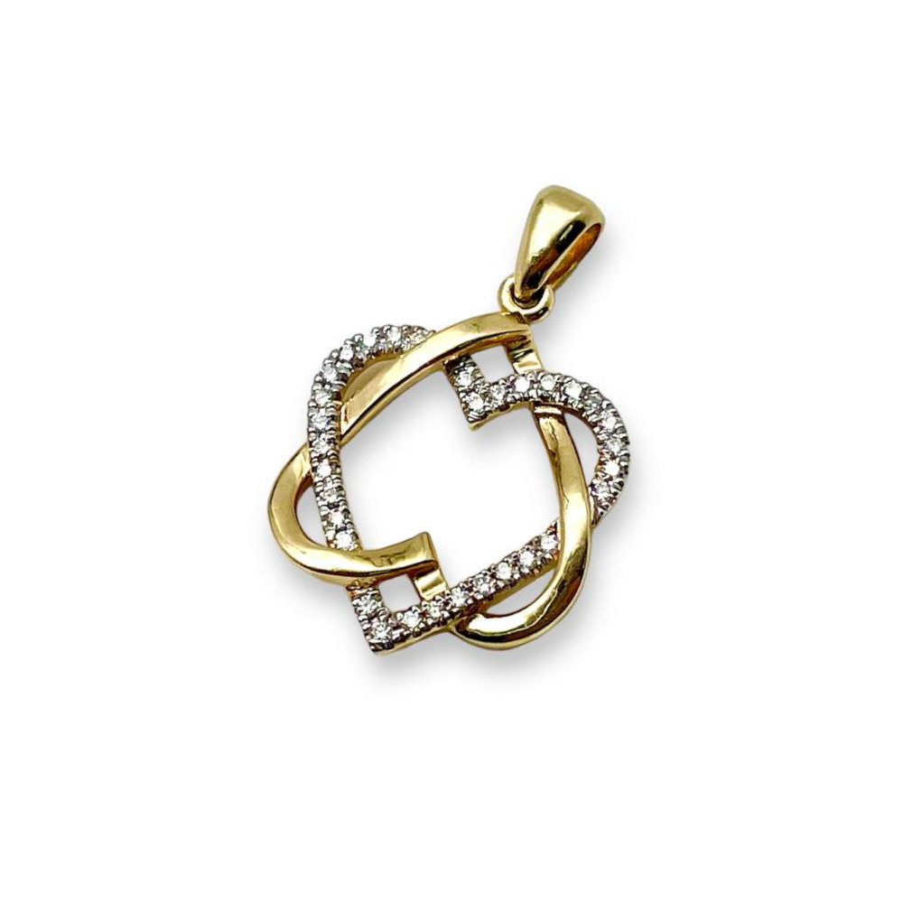 Intertwined Hearts Star of David Diamond 14K Gold Pendant