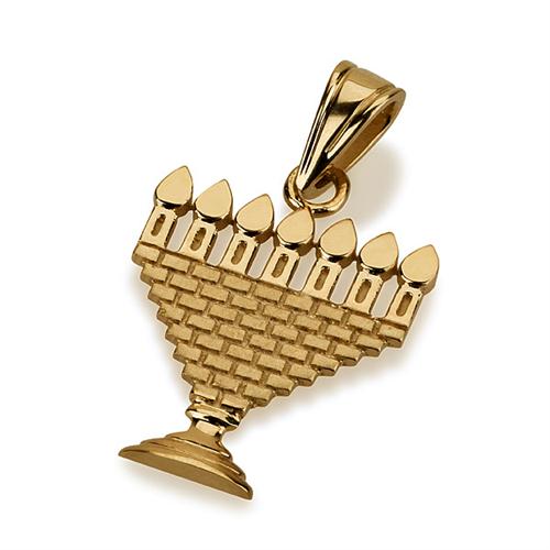 Kotel Design Menorah Pendant 14k Gold